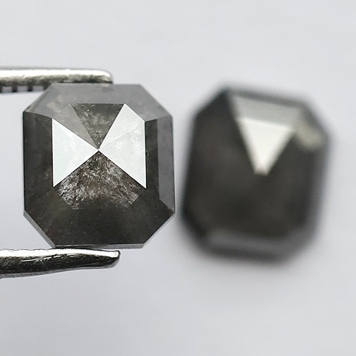 7 MM Natural Grey Black 2.34 CT Pair of Glaring Faceted Loose Conflict Free Salt and Pepper Diamond Made for Beautiful Marriage Jewelry