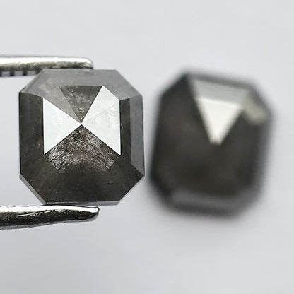 7 MM Natural Grey Black 2.34 CT Pair of Glaring Faceted Loose Conflict Free Salt and Pepper Diamond Made for Beautiful Marriage Jewelry