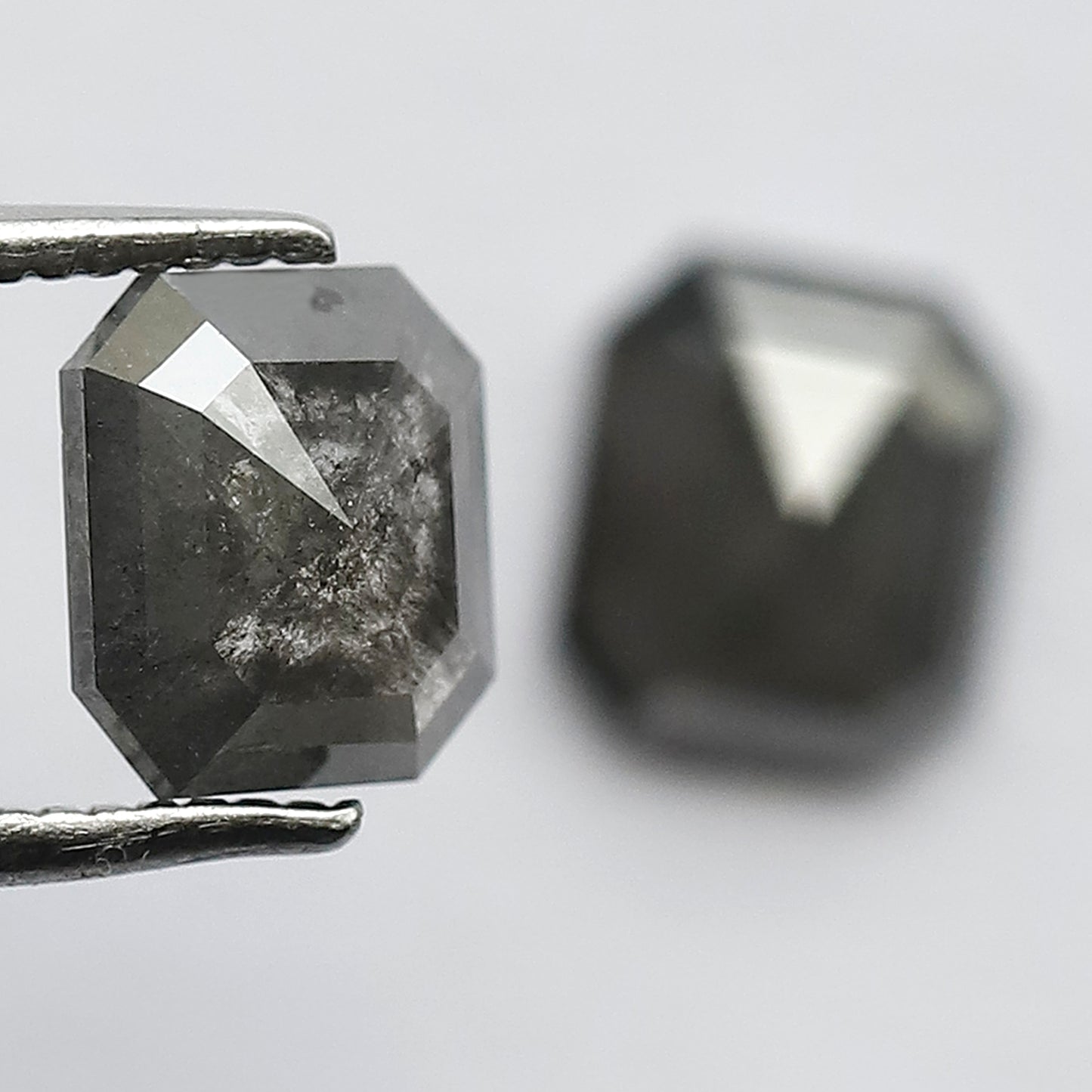 7 MM Natural Grey Black 2.34 CT Pair of Glaring Faceted Loose Conflict Free Salt and Pepper Diamond Made for Beautiful Marriage Jewelry
