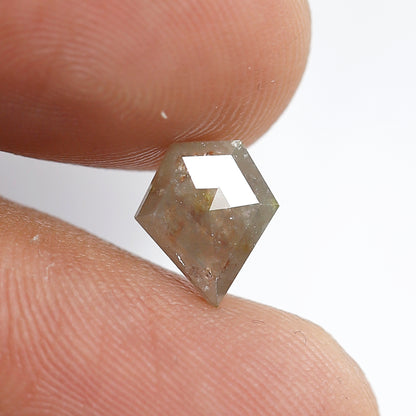 1.25 Ct Shield Shape Salt and Pepper Diamond 8.50 MM Rustic Grey Natural Loose Diamond
