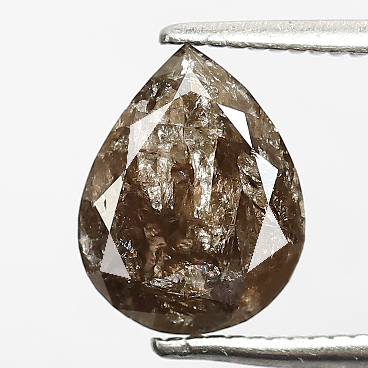 1.91 CT Pear Shape Conflict Free Loose Diamond, 9.00 x 7.00 mm Natural Brown Salt and Pepper Diamond For Wedding Ring