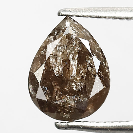 1.91 CT Pear Shape Conflict Free Loose Diamond, 9.00 x 7.00 mm Natural Brown Salt and Pepper Diamond For Wedding Ring
