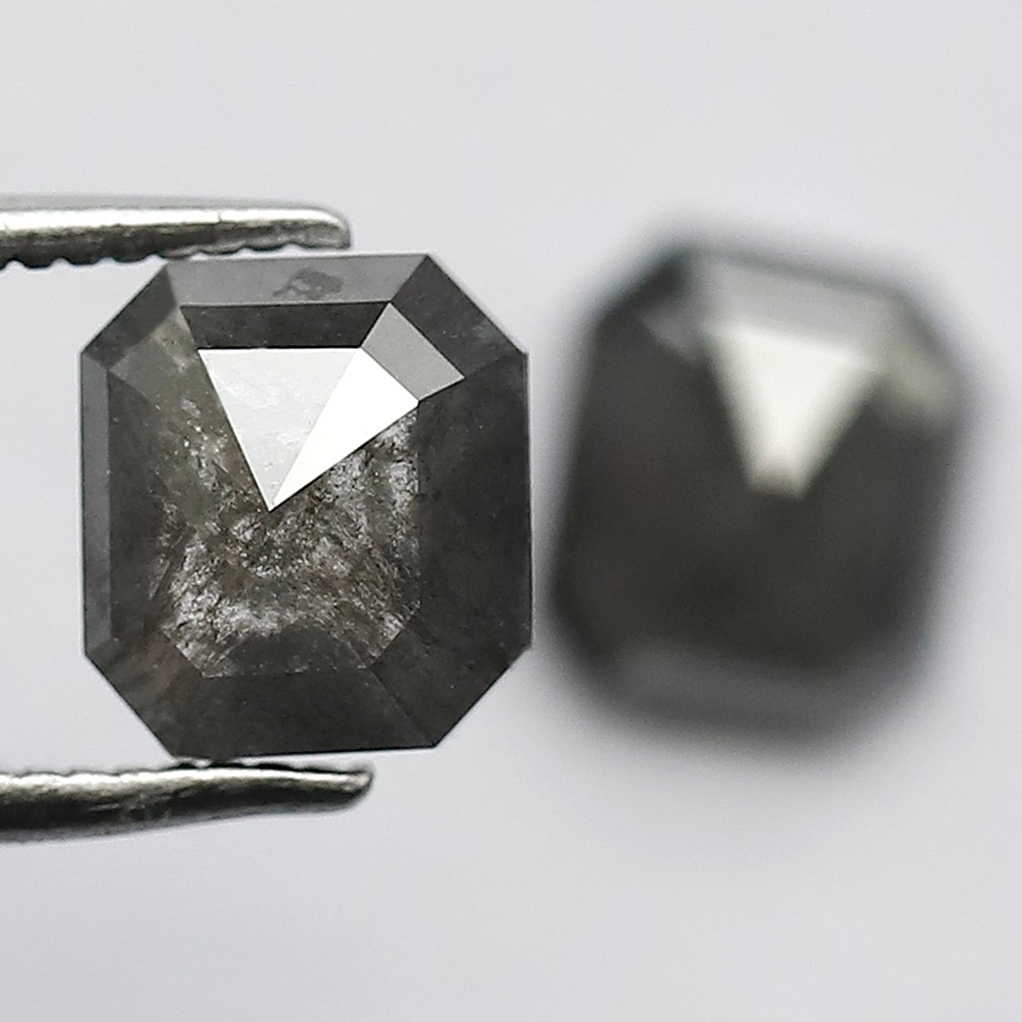 7 MM Natural Grey Black 2.34 CT Pair of Glaring Faceted Loose Conflict Free Salt and Pepper Diamond Made for Beautiful Marriage Jewelry