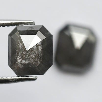 7 MM Natural Grey Black 2.34 CT Pair of Glaring Faceted Loose Conflict Free Salt and Pepper Diamond Made for Beautiful Marriage Jewelry