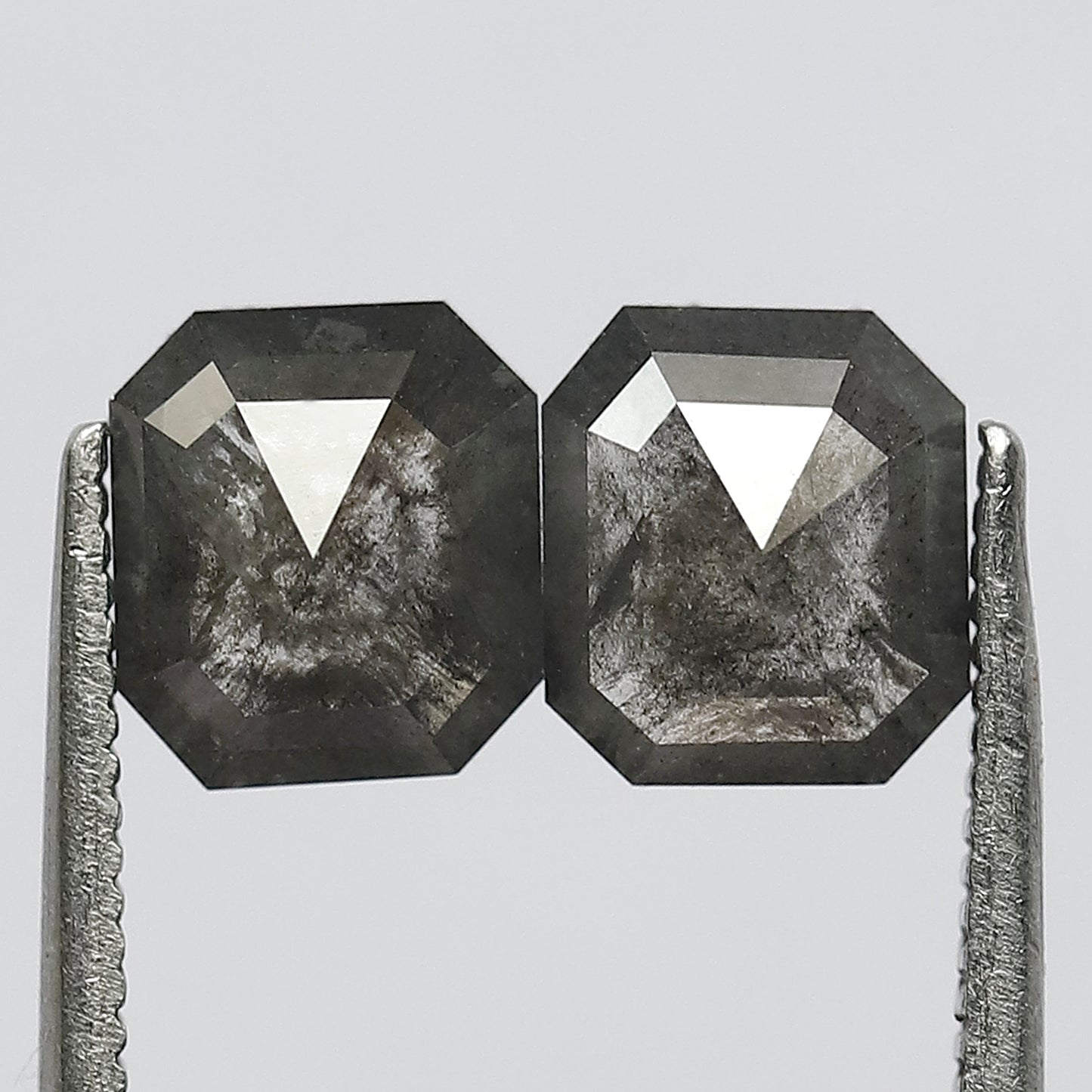 7 MM Natural Grey Black 2.34 CT Pair of Glaring Faceted Loose Conflict Free Salt and Pepper Diamond Made for Beautiful Marriage Jewelry