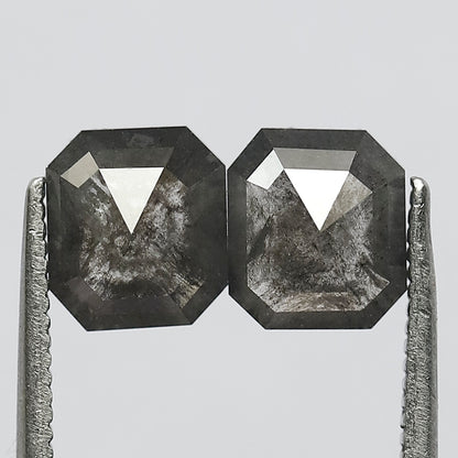 7 MM Natural Grey Black 2.34 CT Pair of Glaring Faceted Loose Conflict Free Salt and Pepper Diamond Made for Beautiful Marriage Jewelry