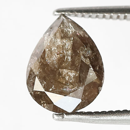 1.91 CT Pear Shape Conflict Free Loose Diamond, 9.00 x 7.00 mm Natural Brown Salt and Pepper Diamond For Wedding Ring