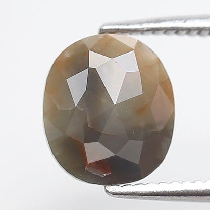 8 MM 1.24 Ct Oval Shape Salt and Pepper Diamond Rustic Grey Color Natural Loose Diamond