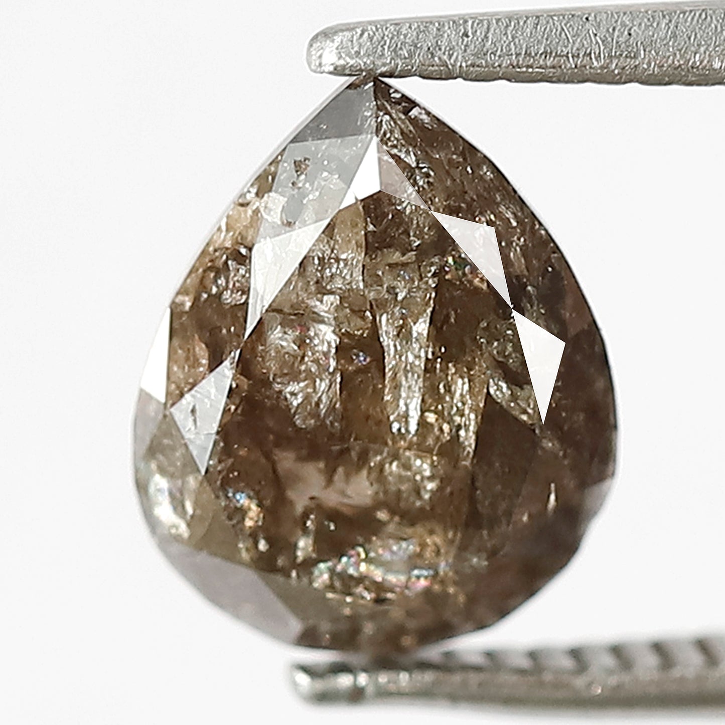 1.91 CT Pear Shape Conflict Free Loose Diamond, 9.00 x 7.00 mm Natural Brown Salt and Pepper Diamond For Wedding Ring
