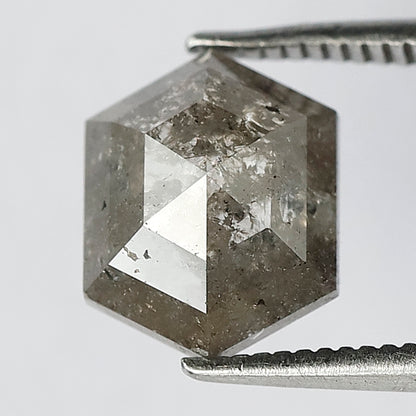 2.39 CT Domed Top Fancy Smokey Grey Black Glaring Faceted Earth Mined Salt and Pepper Diamond Made for Custom Design Pron Setting Ring