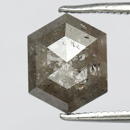 2.39 CT Domed Top Fancy Smokey Grey Black Glaring Faceted Earth Mined Salt and Pepper Diamond Made for Custom Design Pron Setting Ring