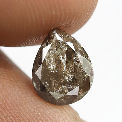 1.91 CT Pear Shape Conflict Free Loose Diamond, 9.00 x 7.00 mm Natural Brown Salt and Pepper Diamond For Wedding Ring