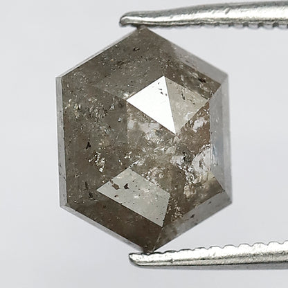 2.39 CT Domed Top Fancy Smokey Grey Black Glaring Faceted Earth Mined Salt and Pepper Diamond Made for Custom Design Pron Setting Ring