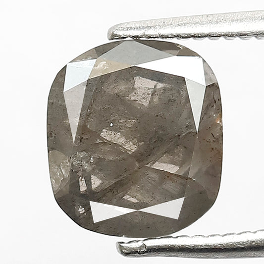 1.84 CT Cushion Shape Salt and Pepper Diamond, Natural Gray Black Translucent Diamond for Anniversary Jewelry