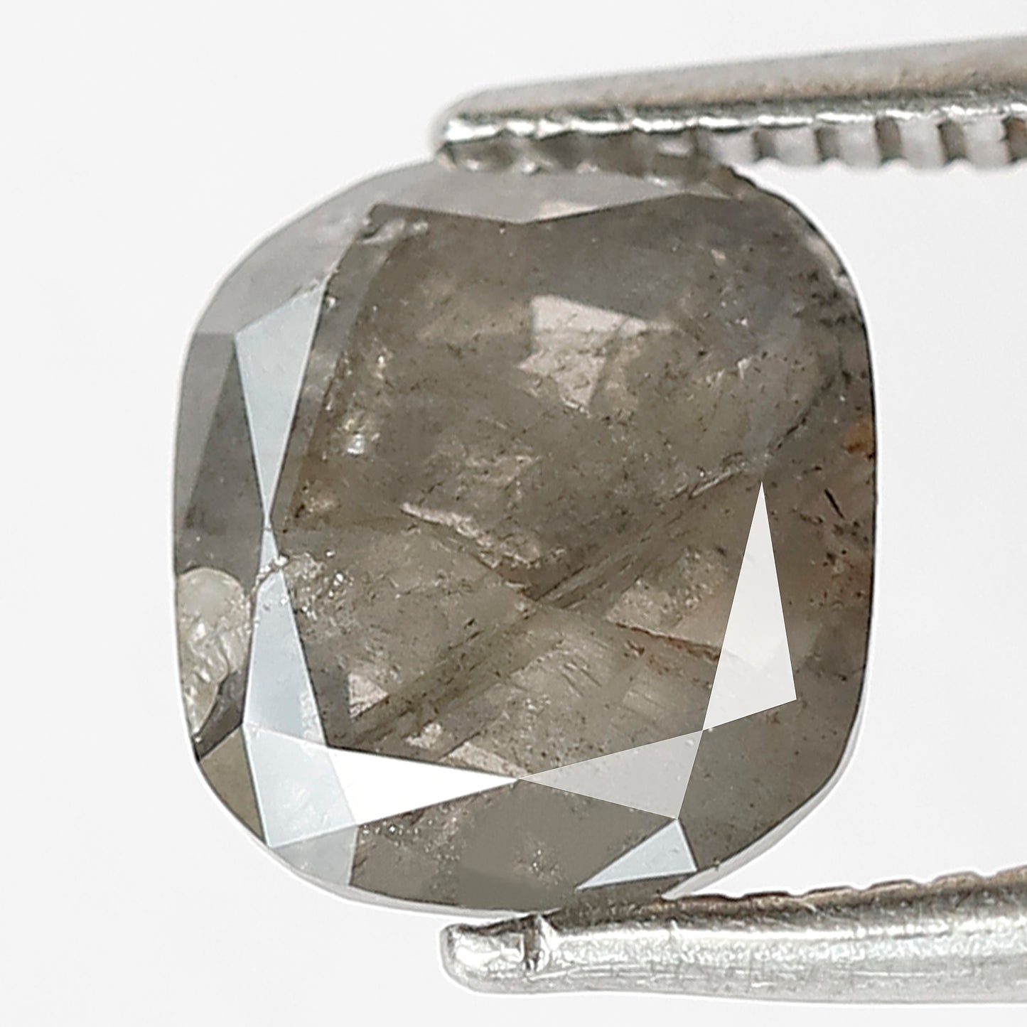1.84 CT Cushion Shape Salt and Pepper Diamond, Natural Gray Black Translucent Diamond for Anniversary Jewelry