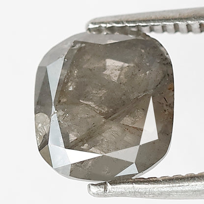 1.84 CT Cushion Shape Salt and Pepper Diamond, Natural Gray Black Translucent Diamond for Anniversary Jewelry