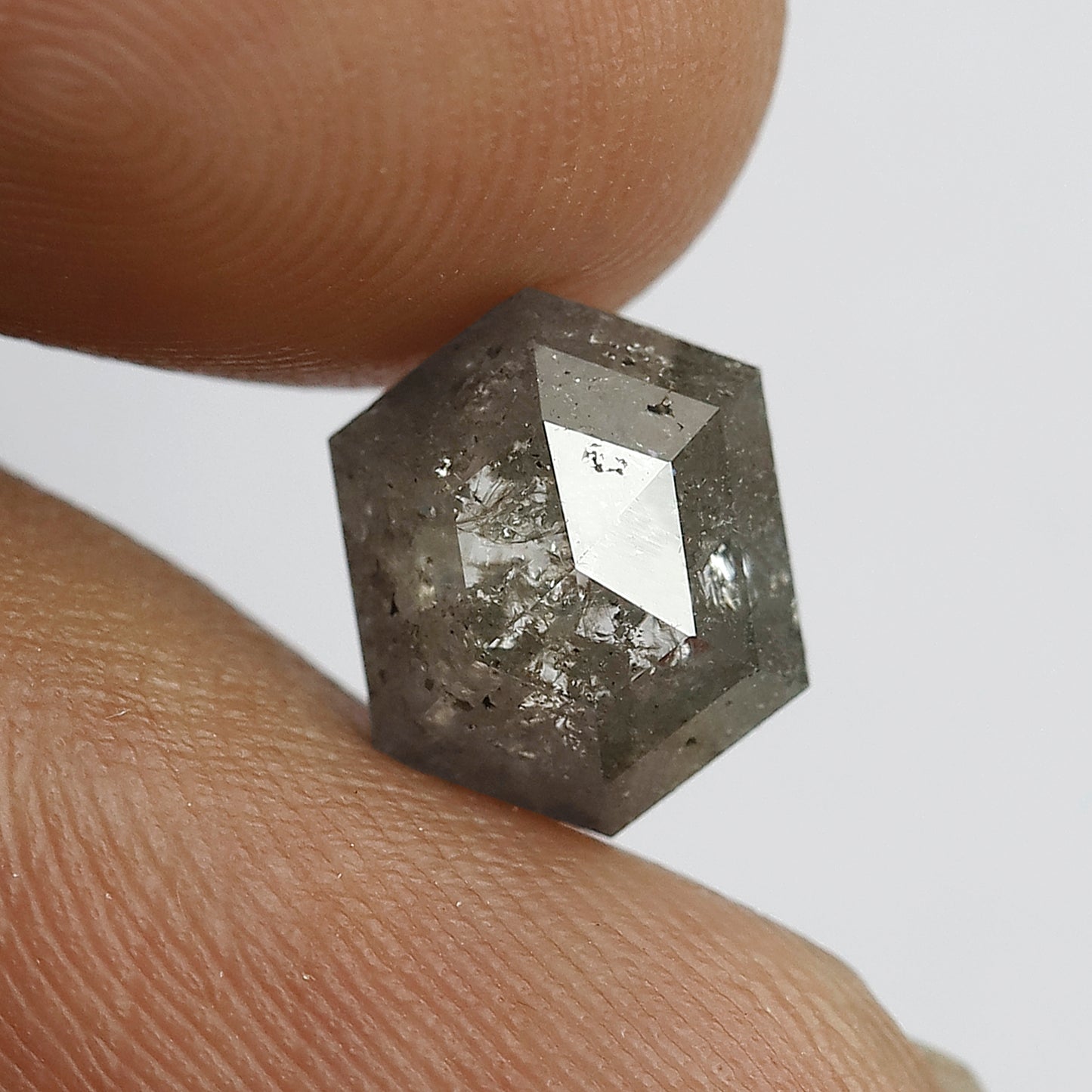 2.39 CT Domed Top Fancy Smokey Grey Black Glaring Faceted Earth Mined Salt and Pepper Diamond Made for Custom Design Pron Setting Ring