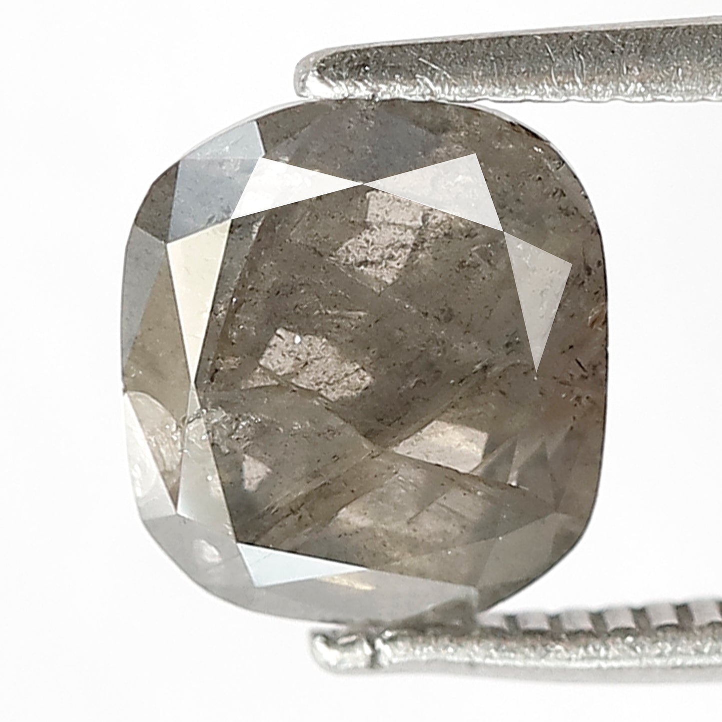 1.84 CT Cushion Shape Salt and Pepper Diamond, Natural Gray Black Translucent Diamond for Anniversary Jewelry
