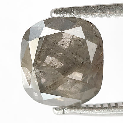 1.84 CT Cushion Shape Salt and Pepper Diamond, Natural Gray Black Translucent Diamond for Anniversary Jewelry