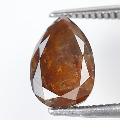 1.48 Ct 9 MM Pear Shape Salt and Pepper Diamond Rustic Red Color Natural Loose Diamond