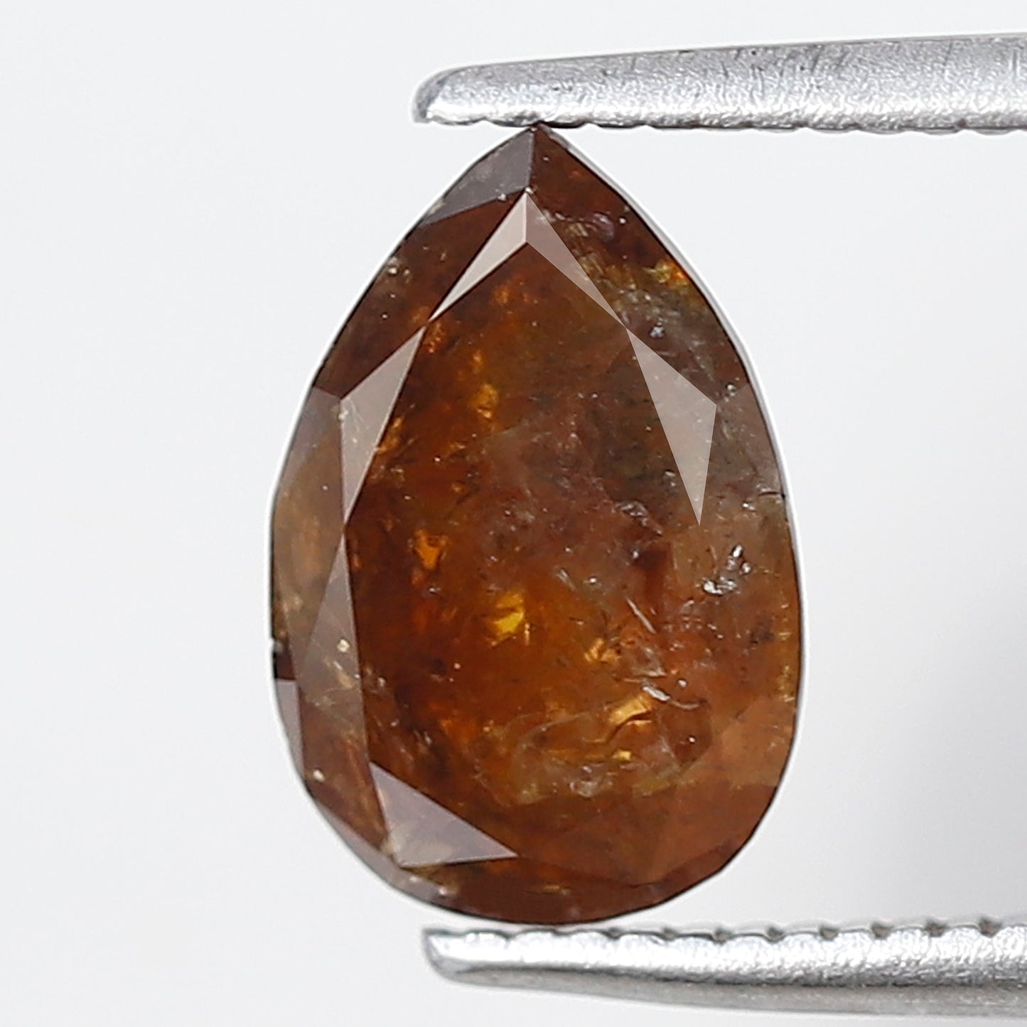 1.48 Ct 9 MM Pear Shape Salt and Pepper Diamond Rustic Red Color Natural Loose Diamond