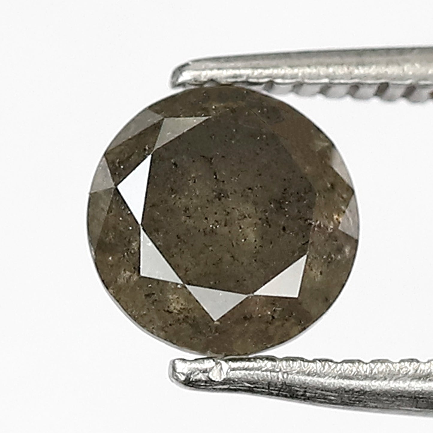 1.09 CT Translucent Round Brilliant cut Diamond, 6.00 x 6.00 mm Natural Gray Black Salt and Pepper Diamond For Proposal Ring