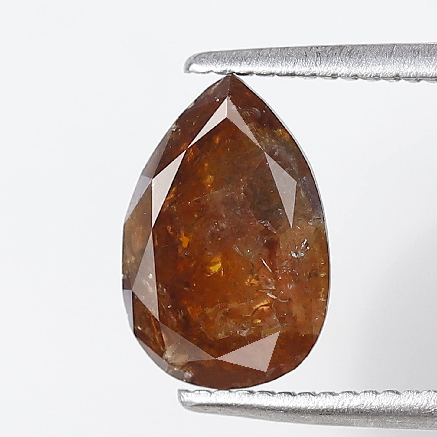 1.48 Ct 9 MM Pear Shape Salt and Pepper Diamond Rustic Red Color Natural Loose Diamond