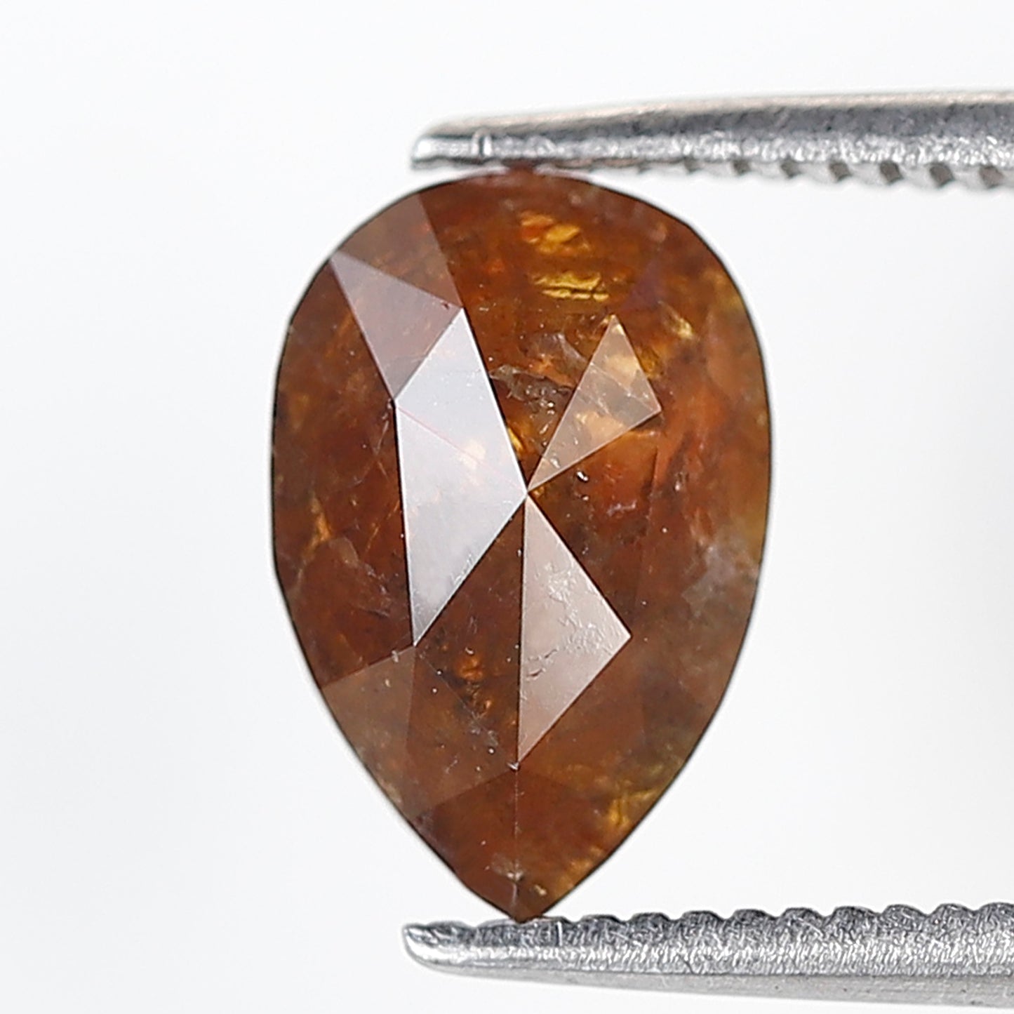 1.48 Ct 9 MM Pear Shape Salt and Pepper Diamond Rustic Red Color Natural Loose Diamond