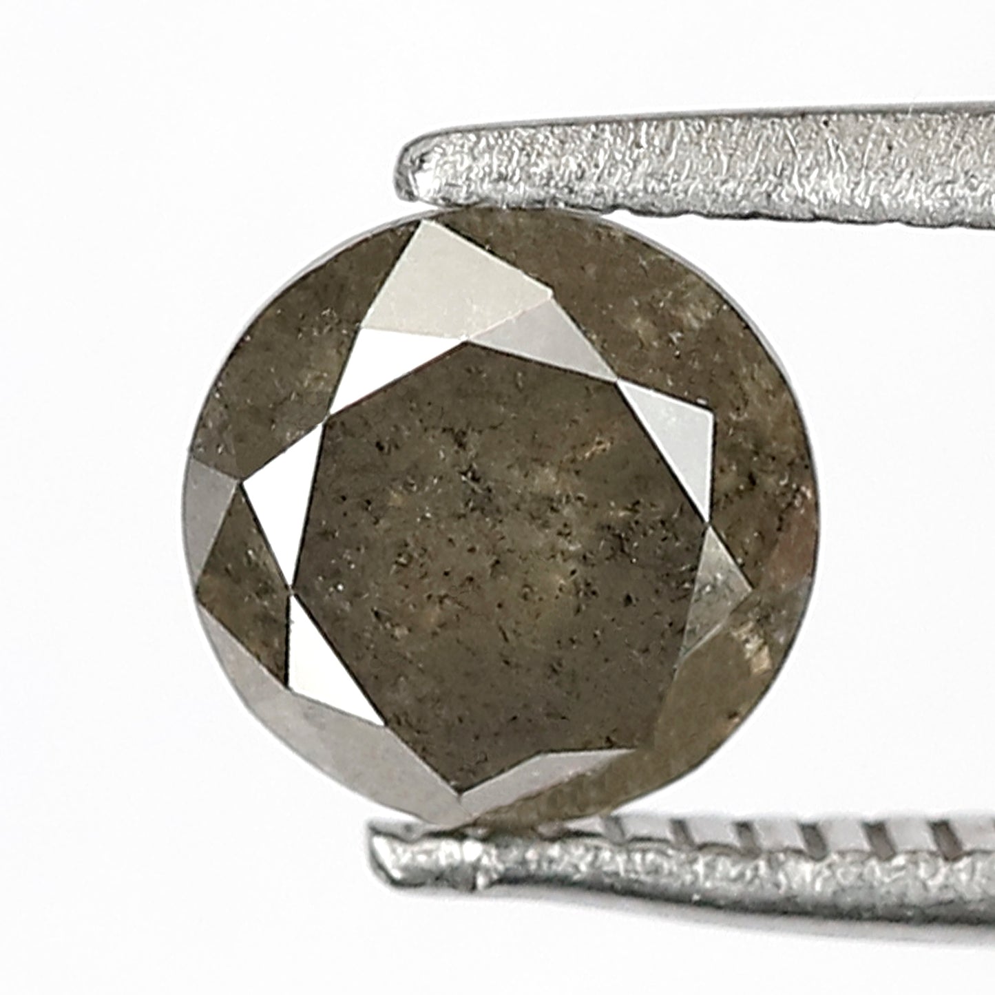 1.09 CT Translucent Round Brilliant cut Diamond, 6.00 x 6.00 mm Natural Gray Black Salt and Pepper Diamond For Proposal Ring