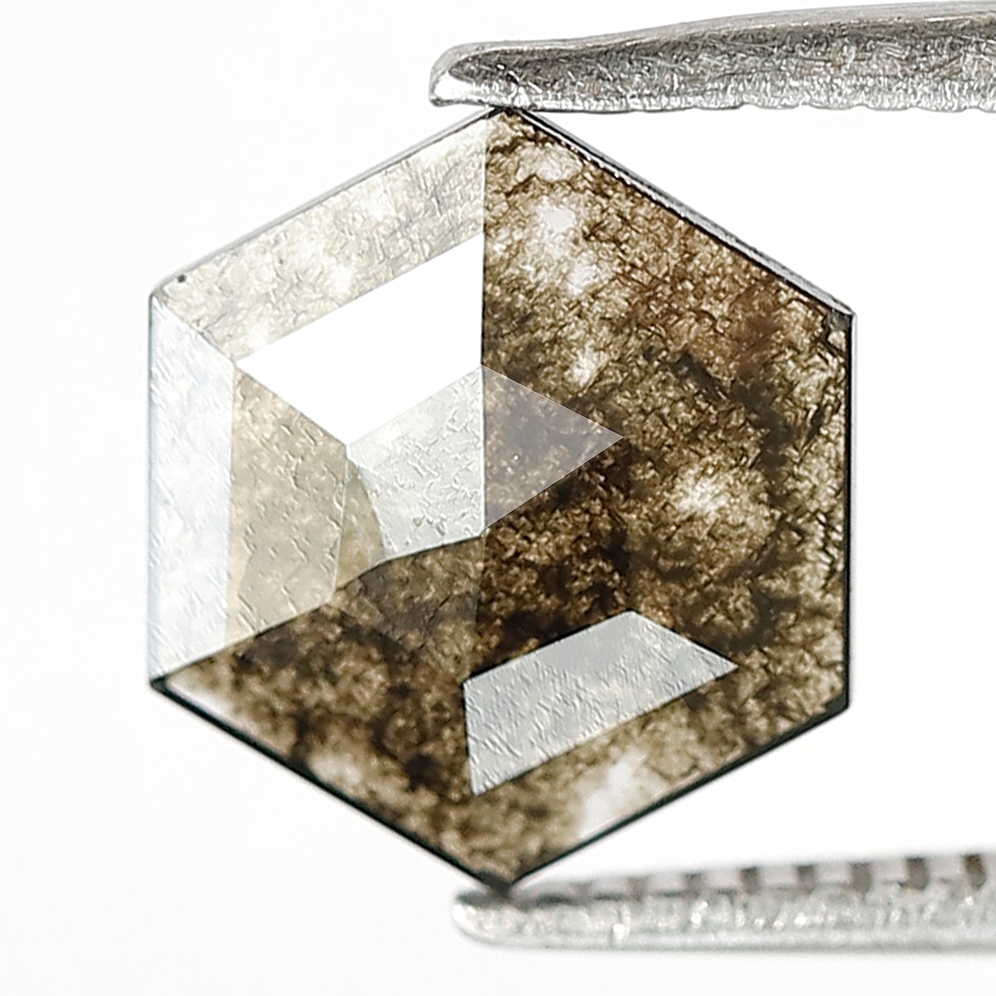 Translucent 1.00 CT Cushion Cut Dark Brownish Yellow Diamond, Natural Salt and Pepper Diamond for Custom Ring