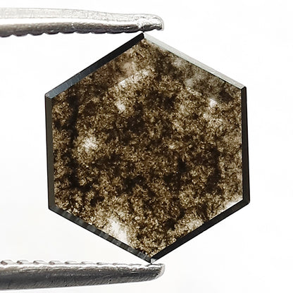 Translucent 1.00 CT Cushion Cut Dark Brownish Yellow Diamond, Natural Salt and Pepper Diamond for Custom Ring