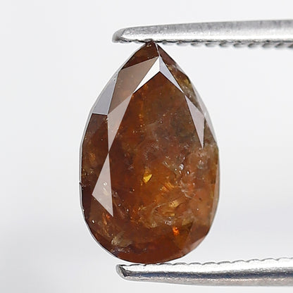 1.48 Ct 9 MM Pear Shape Salt and Pepper Diamond Rustic Red Color Natural Loose Diamond