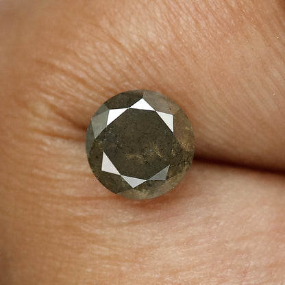 1.09 CT Translucent Round Brilliant cut Diamond, 6.00 x 6.00 mm Natural Gray Black Salt and Pepper Diamond For Proposal Ring