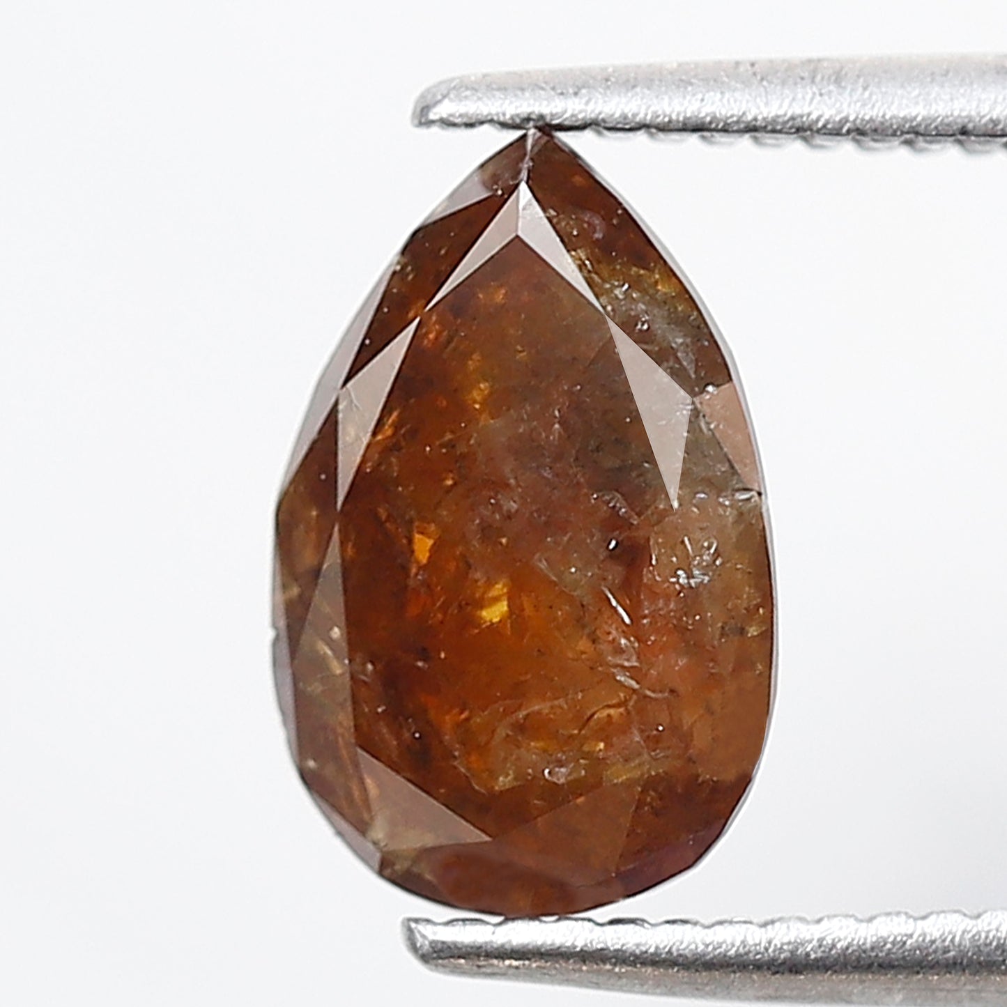 1.48 Ct 9 MM Pear Shape Salt and Pepper Diamond Rustic Red Color Natural Loose Diamond