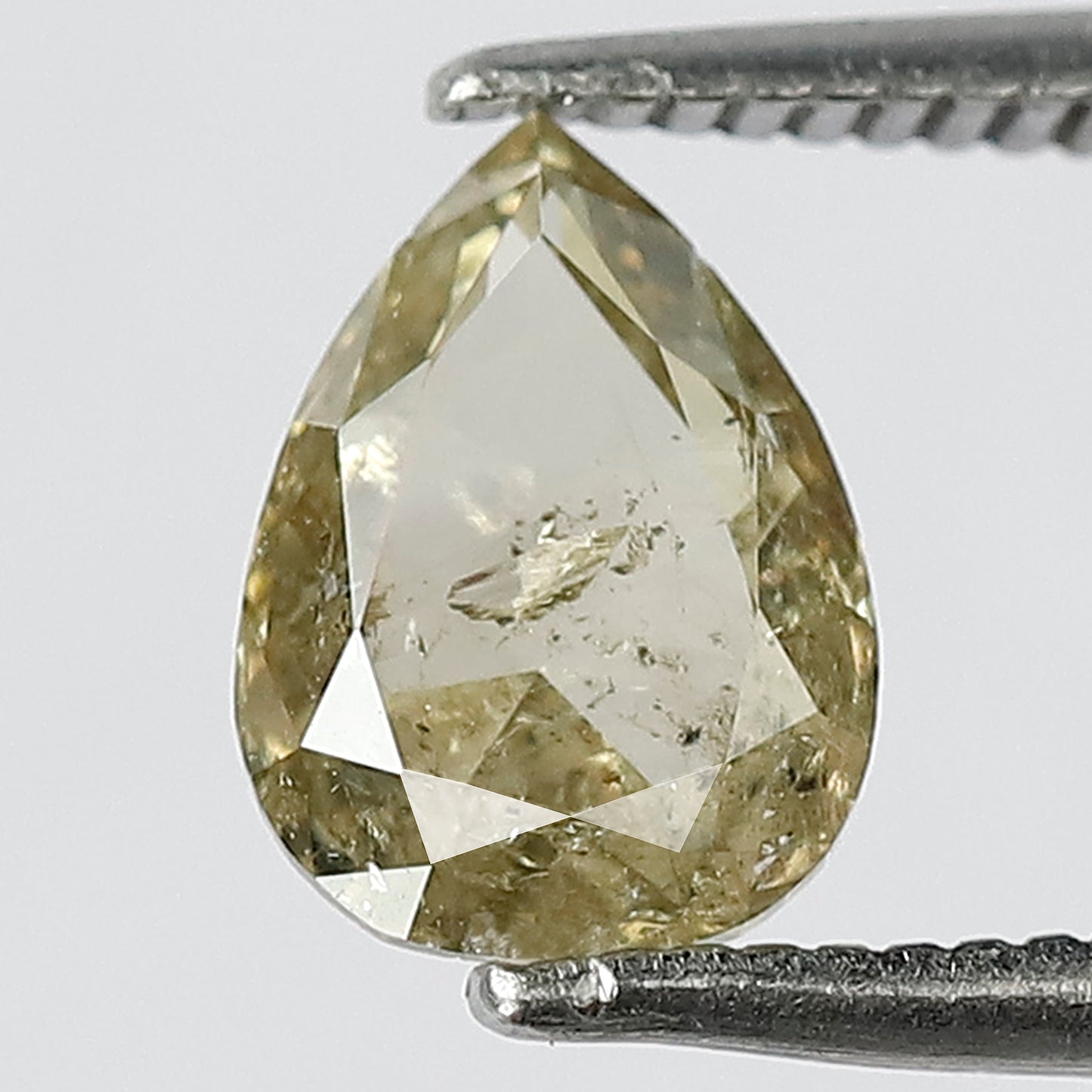 1.02 CT Natural Loose 8 MM Beautiful Greenish Pear Shape Rose Cut Fully Polished Conflict Free Diamond Perfect for Making Engagement ring