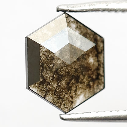 Translucent 1.00 CT Cushion Cut Dark Brownish Yellow Diamond, Natural Salt and Pepper Diamond for Custom Ring