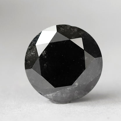 4.08 CT Large Round Brilliant Cut Salt and Pepper Diamond, Natural Earth Mined Loose Diamond, 9.40 x 9.40 mm