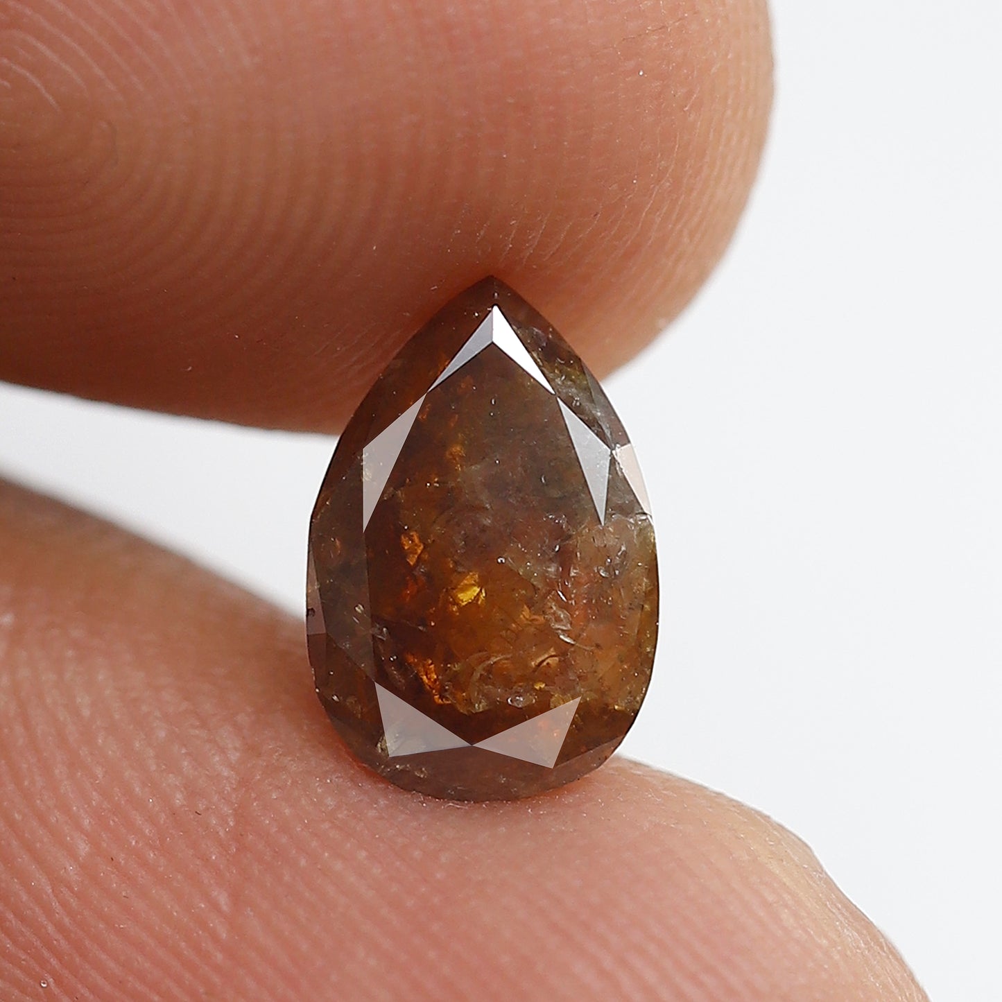 1.48 Ct 9 MM Pear Shape Salt and Pepper Diamond Rustic Red Color Natural Loose Diamond