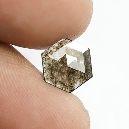 Translucent 1.00 CT Cushion Cut Dark Brownish Yellow Diamond, Natural Salt and Pepper Diamond for Custom Ring