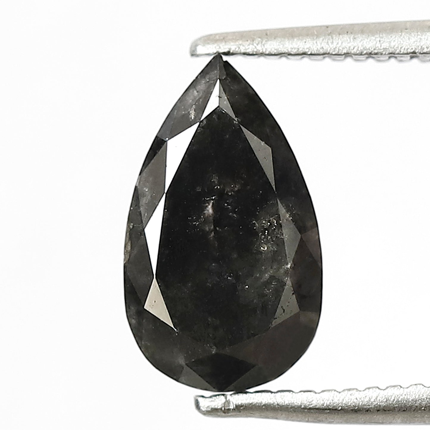 1.47 CT Pear Shape Salt and Pepper Diamond, Natural Gray Black Loose Earth Mined Diamond