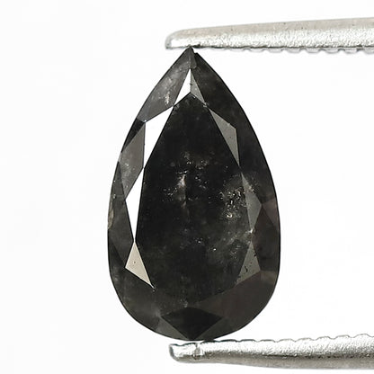 1.47 CT Pear Shape Salt and Pepper Diamond, Natural Gray Black Loose Earth Mined Diamond