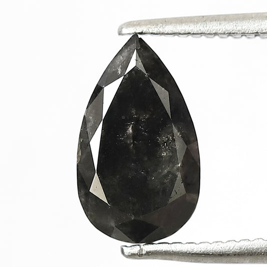 1.47 CT Pear Shape Salt and Pepper Diamond, Natural Gray Black Loose Earth Mined Diamond