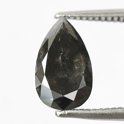 1.47 CT Pear Shape Salt and Pepper Diamond, Natural Gray Black Loose Earth Mined Diamond