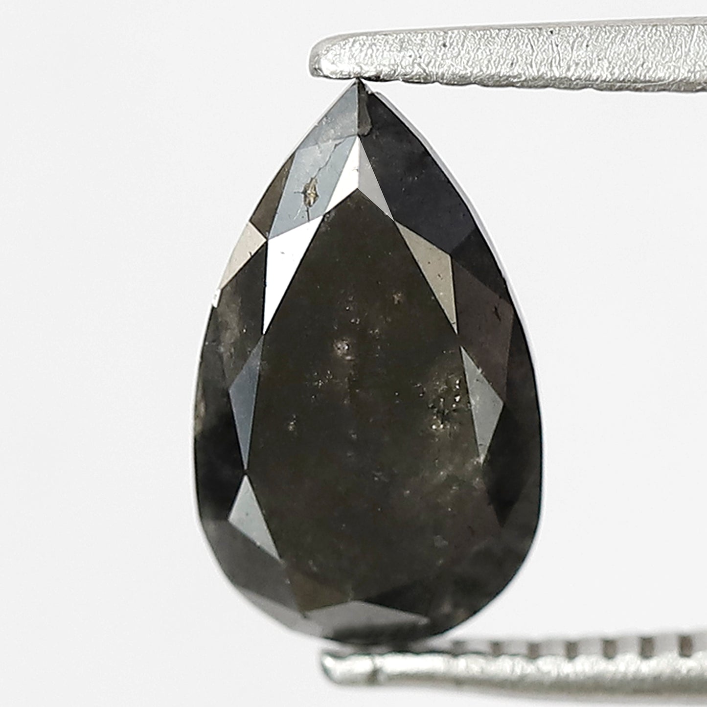 1.47 CT Pear Shape Salt and Pepper Diamond, Natural Gray Black Loose Earth Mined Diamond