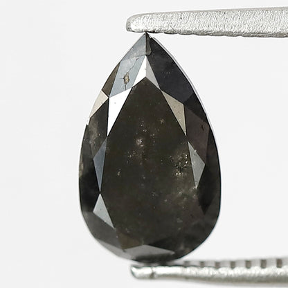 1.47 CT Pear Shape Salt and Pepper Diamond, Natural Gray Black Loose Earth Mined Diamond