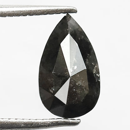 1.47 CT Pear Shape Salt and Pepper Diamond, Natural Gray Black Loose Earth Mined Diamond