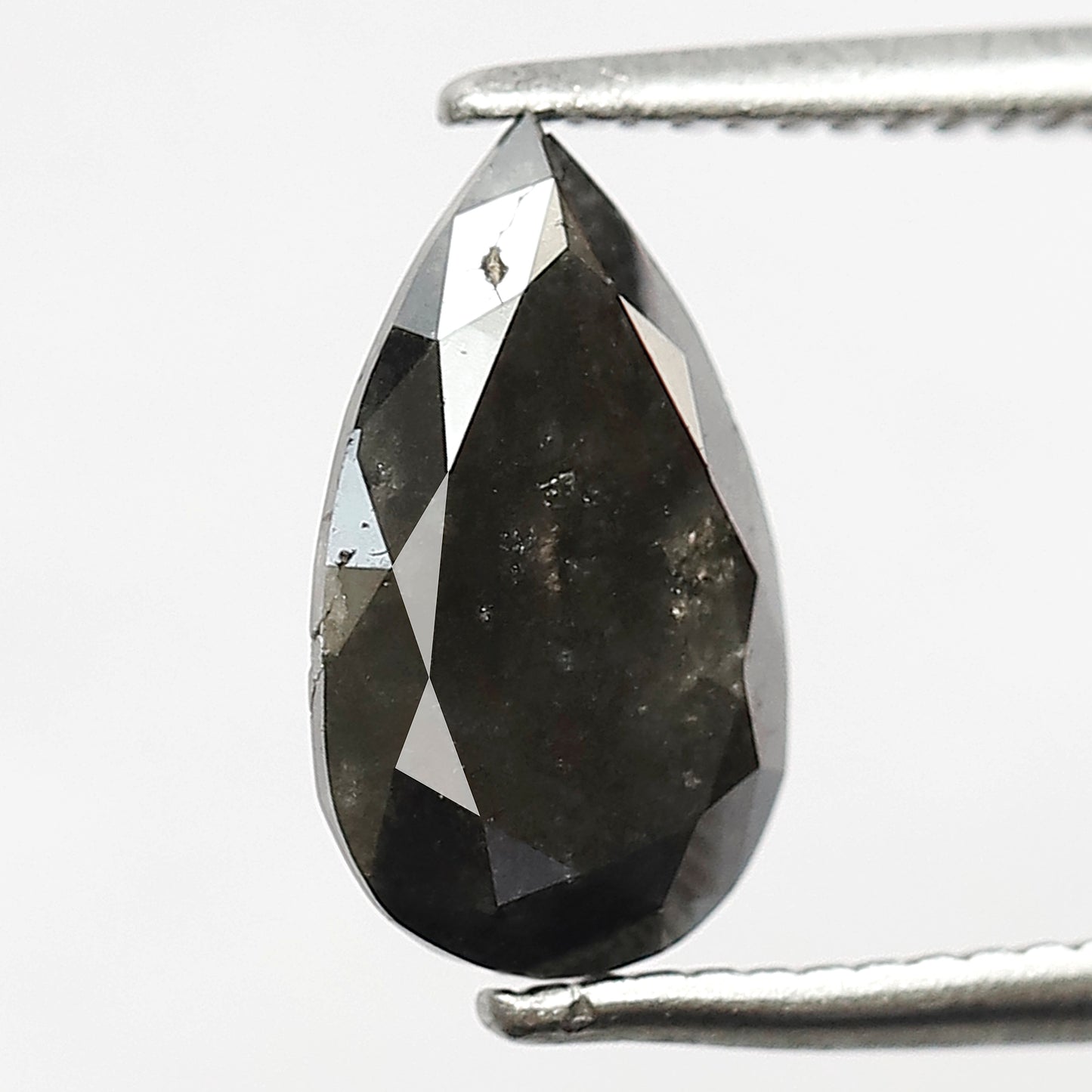 1.47 CT Pear Shape Salt and Pepper Diamond, Natural Gray Black Loose Earth Mined Diamond