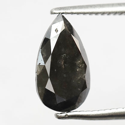 1.47 CT Pear Shape Salt and Pepper Diamond, Natural Gray Black Loose Earth Mined Diamond