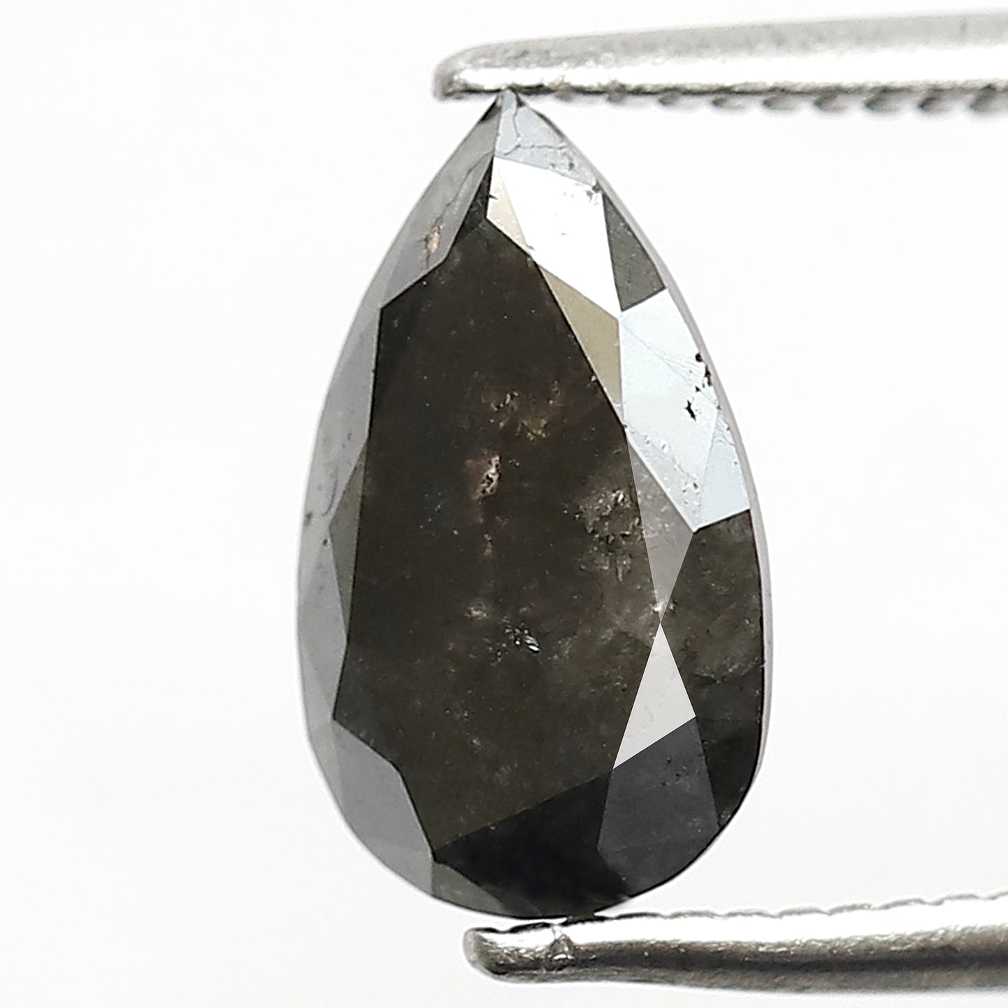1.47 CT Pear Shape Salt and Pepper Diamond, Natural Gray Black Loose Earth Mined Diamond