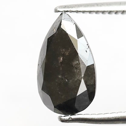 1.47 CT Pear Shape Salt and Pepper Diamond, Natural Gray Black Loose Earth Mined Diamond